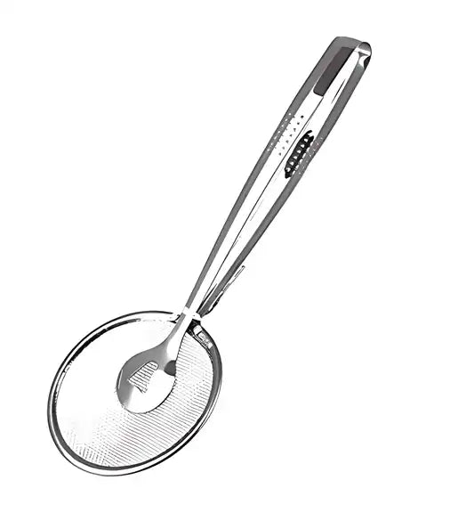Stainless Steel 2 In 1 Fry Tool Filter Spoon Snack Strainer With Clip