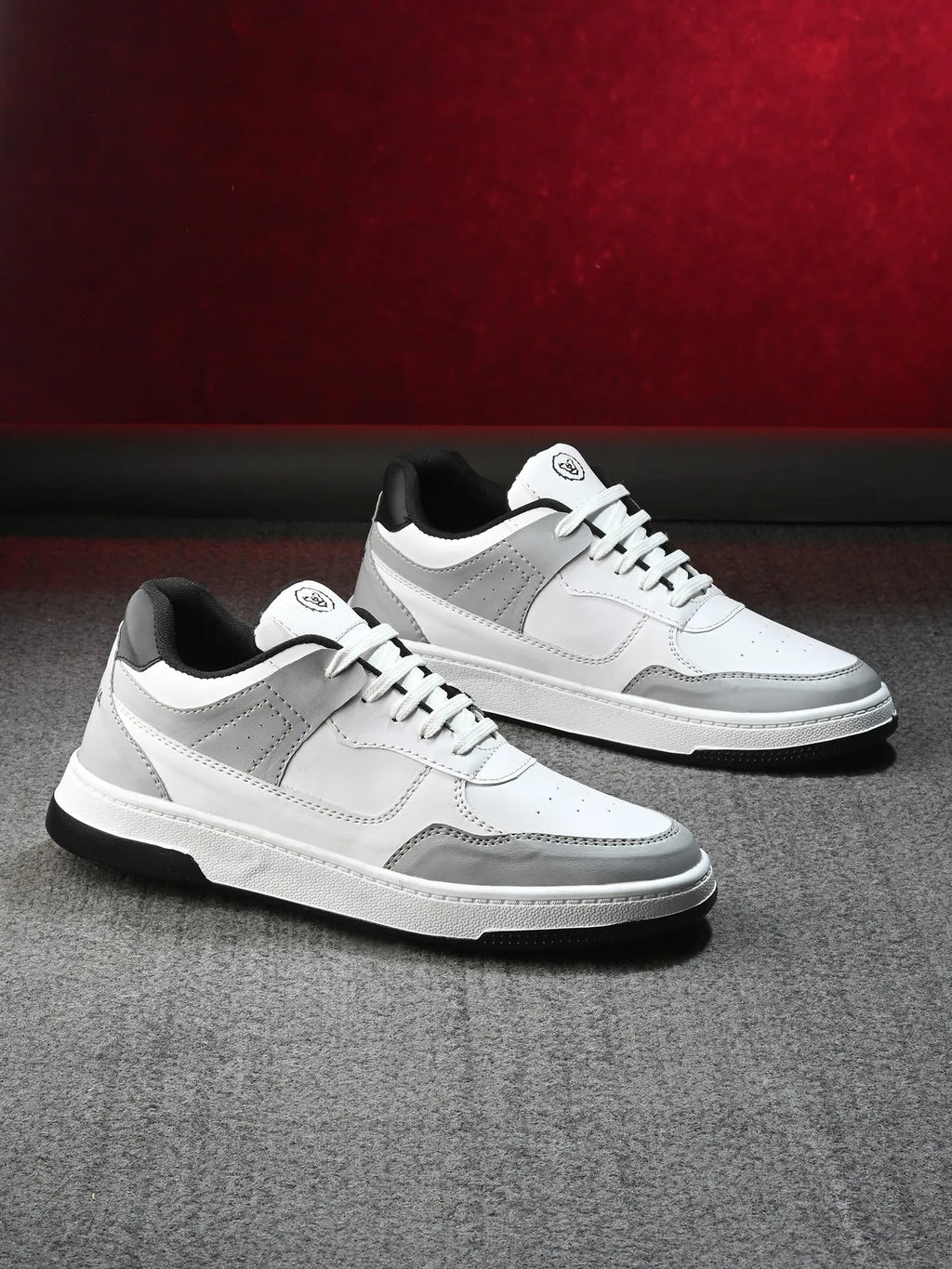 KASTAVA Premium Everyday Egde Casual Sneakers For Men (White-Grey): Size-7