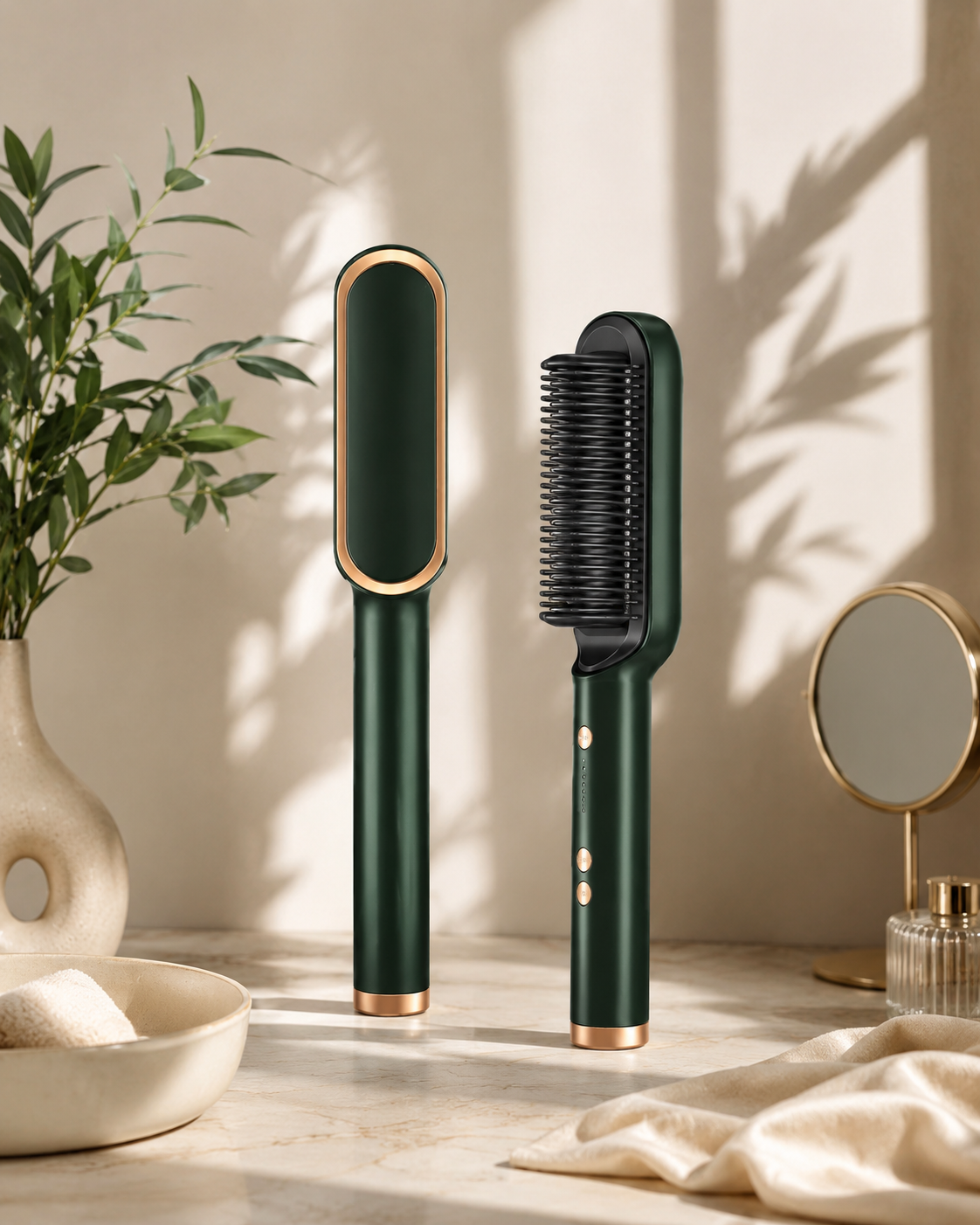 ⭐⭐⭐⭐⭐ 3-in-1 Hair Straightener Comb | Fast Ceramic Heating | Straighten, Curl & Volumize | Anti-Frizz Styling Brush for All Hair Types  ⭐ 4.8 (12,487 Ratings) | 2K+ Bought in the Past Month
