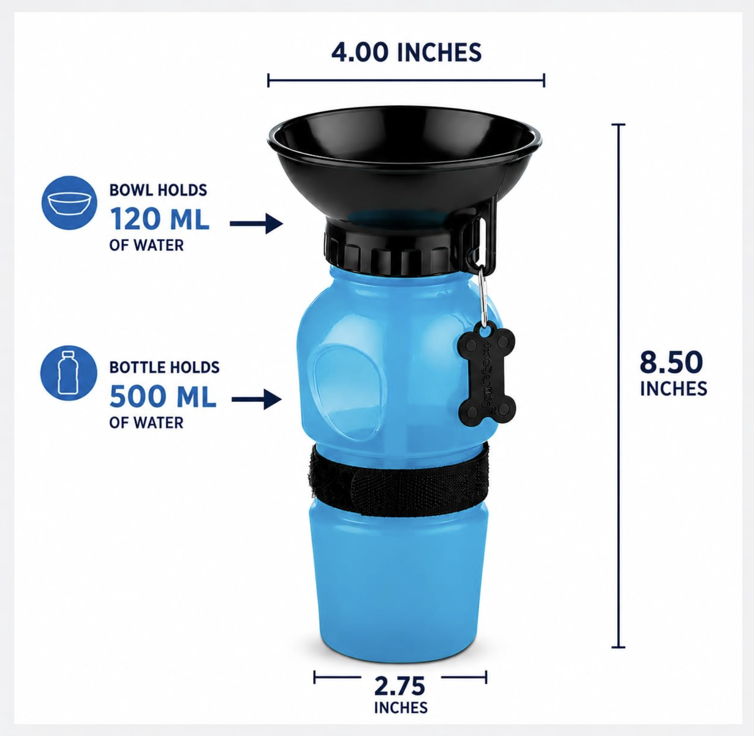 HAVNOM Portable Pet Water Bottle with Built-In Bowl | Leak-Proof Travel Sipper for Dogs & Cats