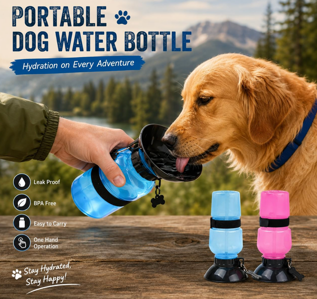 HAVNOM Portable Pet Water Bottle with Built-In Bowl | Leak-Proof Travel Sipper for Dogs & Cats