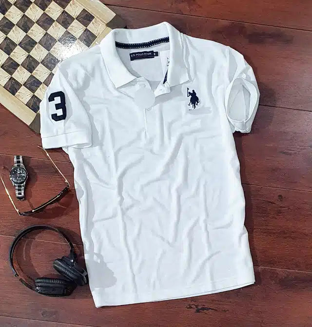 Half Sleeves Casual T-shirt for Men (White, XXL)