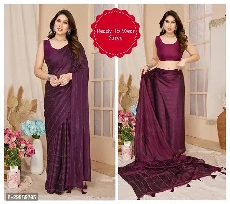 Georgette Striped Saree for Women (Pink, 6.3 m)