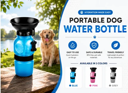 HAVNOM Portable Pet Water Bottle with Built-In Bowl | Leak-Proof Travel Sipper for Dogs & Cats