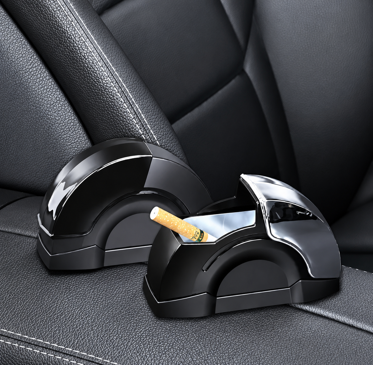 Ashtray for Smoking – Windproof Portable Car Ash Tray with Lid | Adhesive Mountable | Smoke Control Automotive Ashtray for Car, Office, Gaming Room | Car Accessories (Pack of 1)