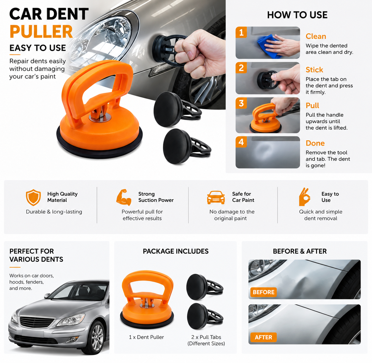 Suction Cup Dent Remover Puller Car Dent Puller Small Remover Dent Glass,Tiles, Mirror, Granite Lifting and Objects Moving for Car Dent Repair Kit in car Accessories